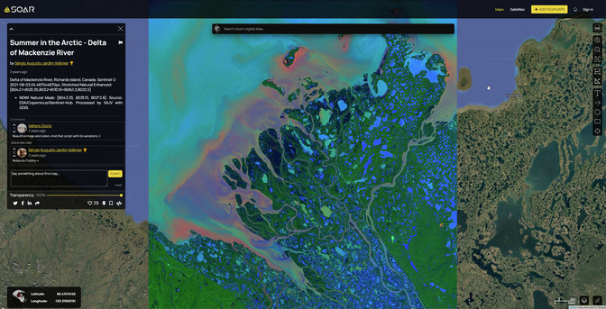 aerial view, remotesensing, summer in the arctic, delta of the mckenzie river, Alaska