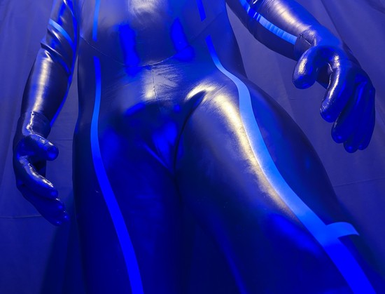 Me being covered completely in neoprene that has been shined up