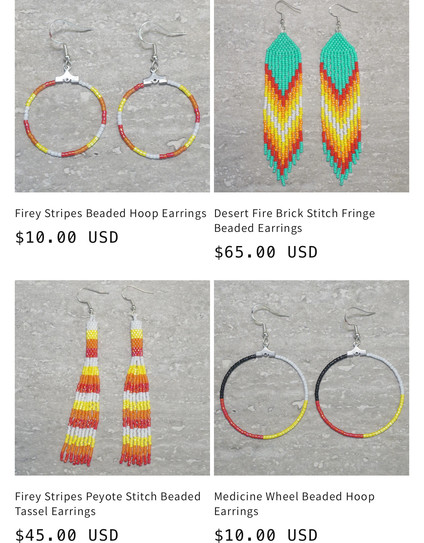 Four styles of Native beaded earrings