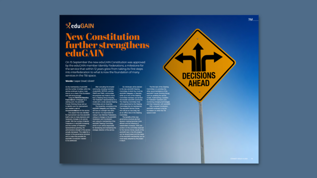 New Constitution further strengthens eduGAIN - From CONNECT 44, the latest issue of the GÃ‰ANT CONNECT Magazine