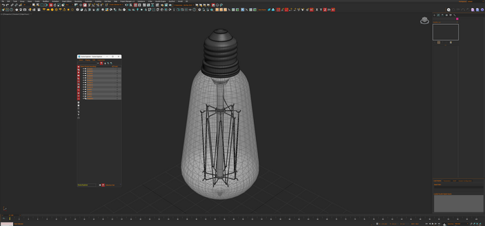 Light Bulb 3D Model / Wireframe Viewport Screenshot / Create with Autodesk 3ds Max