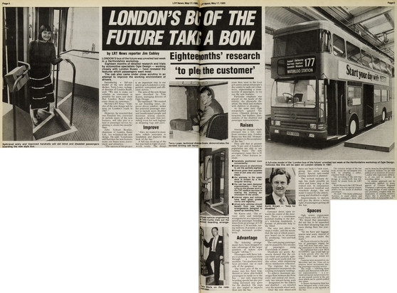 Clipping from London Regional Transport News, No. 291, May 17 1985.
"London's Bus Of The Future Takes A Bow"