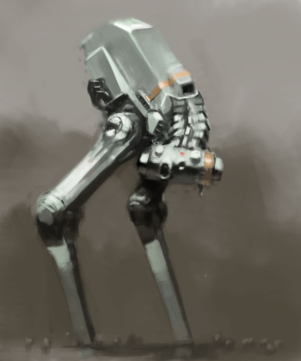 Digital painting of long-legged robot