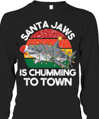 Funny Santa Jaws Shark Christmas Lights Sharkmas Xmas