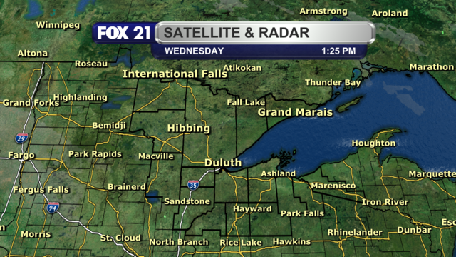 The satellite and radar over the Northland at 1:25 p.m. on Wednesday, November 15, 2023 shows no clouds or precipitation.