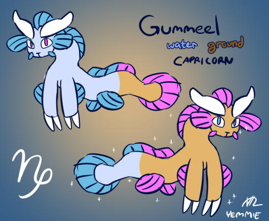 Gummeel
water / ground
Capricorn

This fakemon looks like some sort of eel with horns and claws.