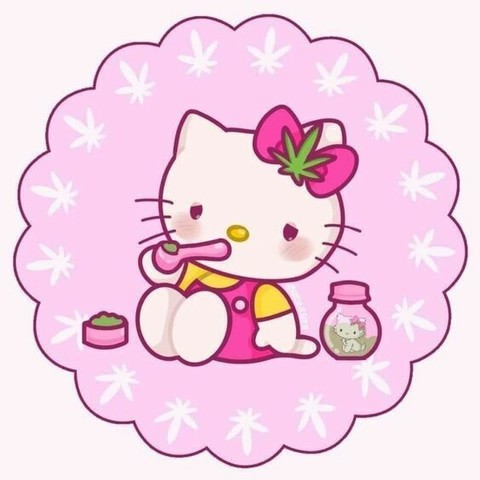Hello Kitty smokes a bowl.