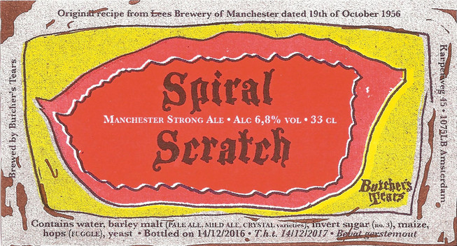 A Butcher's Tears Spiral Scratch label.