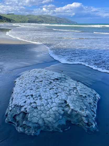 Fallen rocks still being actively eroded by sand, sea and sun