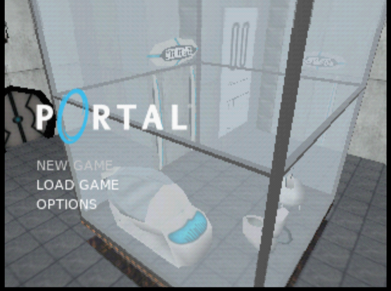 The title screen from the N64 version of Portal.