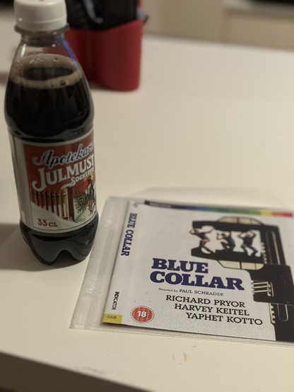 Apotekarnes julmust (swedish traditional christmas fizzy drink) and Blue Collar on bluray.