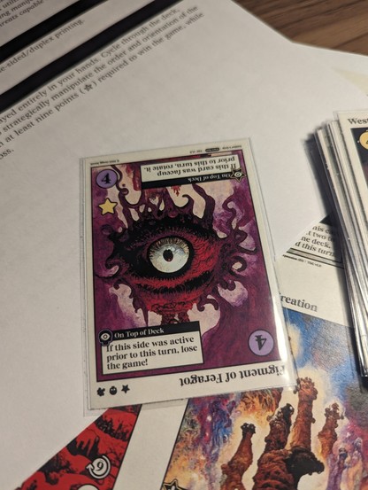 Figment of Feragot card. The first time you encounter it it's fine, the second time you have to rotate it and gain a star - yay, but the third time you encounter it you lose the game.