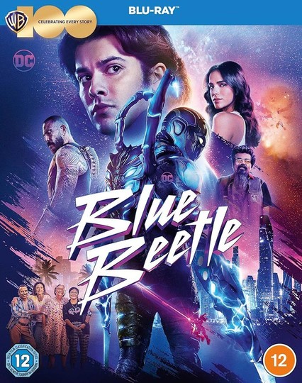 Cover art for the UK Blu-ray release of DC comic book flick Blue Beetle