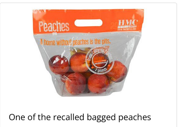 Recalled bag of HMC peaches