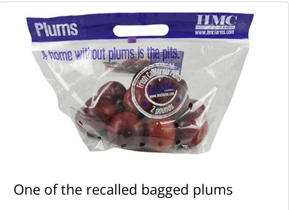 Recalled bag of HMC plums