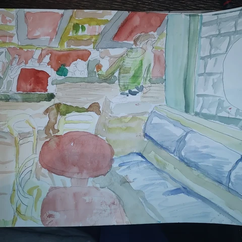 Starbucksd interior watercolour