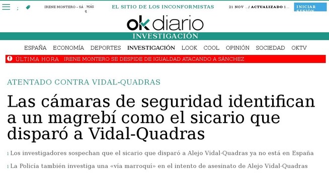 Hitman involved in Vidal-Quadras assasination plot would have fleed Spain
Headines OKDiario 2023 Nov.21