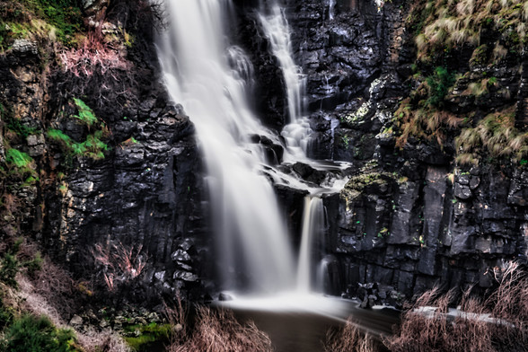 Lal Lal waterfall is a single span fall against the backdrop of basalt rock cliff in Ballarat Australia