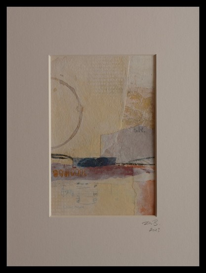 Mini abstract collage art in muted tones inspired by the colours, textures and landscape of the island of Java.