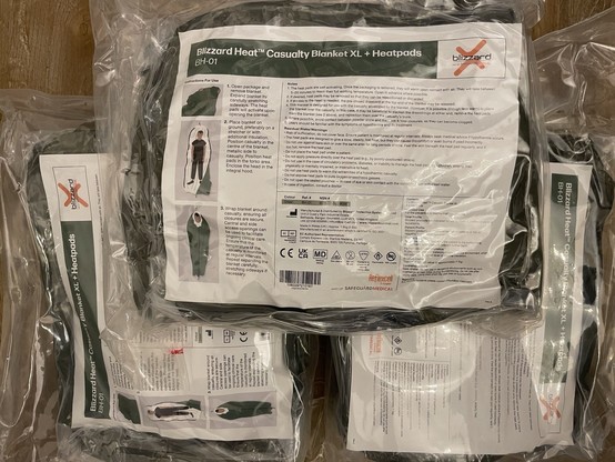 Latest purchases are three Blizzard Heat Casualty Blanket XL with heat pads. Used to prevent hypothermia during casualty evacuations, they'll be sent direct to #Ukraine later this week.