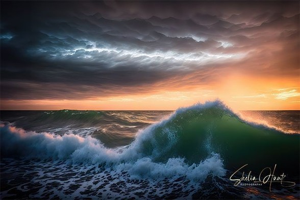 Sunrise off the coast near Kennebunkport, Maine was an amazing sight on this beautiful morning with moody skies. I loved watching the large cresting waves with their thunderous sounds, filling the air with a salty mist... Majestic and powerful are the words that come to mind.