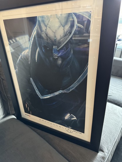 Framed, signed Garrus "Archangel" Vakarian lithograph from Mass Effect 2