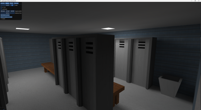 A low-poly, lightmapped and textured locker room.