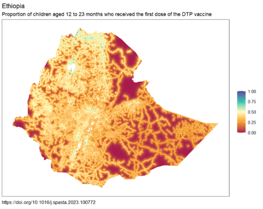 Proportion of children aged 12 to 23 months who received the first does of the DTP vaccine in Ethiopia
https://doi.org/10.1016/j.spasta.2023.100772