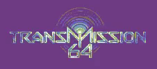 Text 'Transmission' where the M is large and resembles an antenna from which radio waves project outwards. Under it the number '64'.