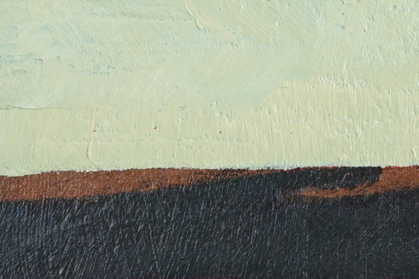 Painting of a steppe in the steep afternoon shadows.