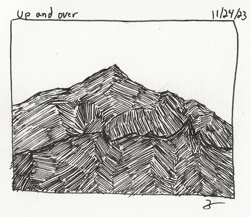 up and over

mountains drawn in pen.