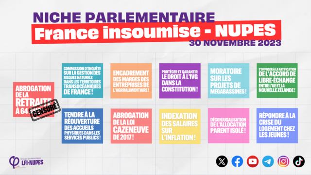 propositions loi LFI niche parlementaire du 30/11