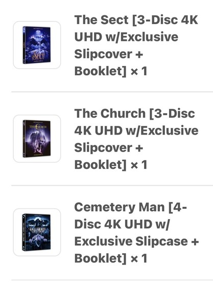 The Sect, The Church and Cemetery Man, all on UHD