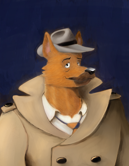 Dog character (Ace Hart from Dog City) in a painted style