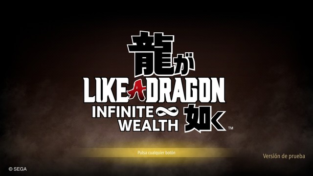 Pantalla de inicio del Like a Dragon Infinite Wealth