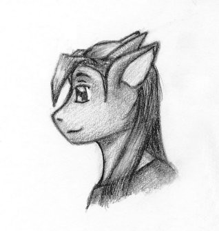 A small pencil portrait of an anthro dragon character.