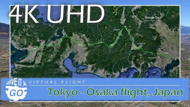 4K - Sightseeing Flight, Tokyo to Osaka, Japan - Virtual Scenic Flight 019