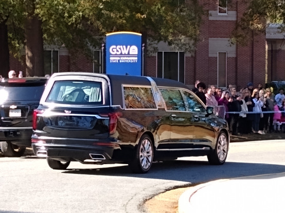 Hearse carrying Rosalynn Carter to her memorial service.
