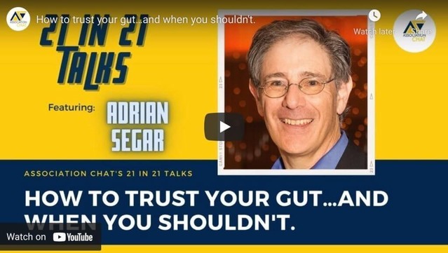Screenshot of my 21-minute presentation "How to trust your gut" recorded on Kiki L'Italien's Association Chat show