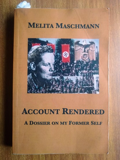 Book cover showing black & white face of a woman super-imposed over a Nazi parade.