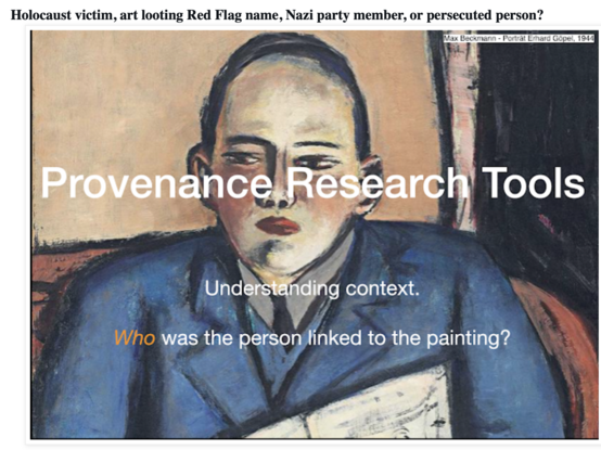 Who was the person in the provenance. This Wikidata Query provides crucial contextual information for researchers of Nazi-looted art.