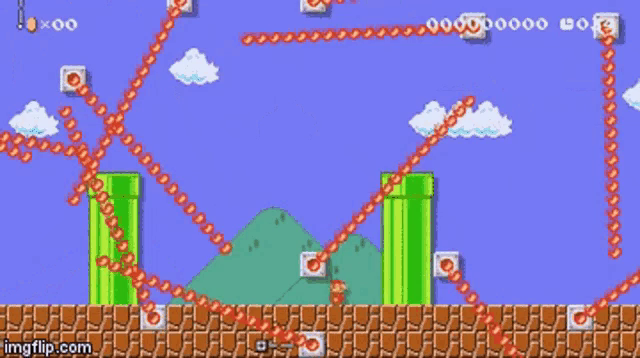 Clip aus einem Super Mario Bros spiel, bei dem Mario sehr vielen sich schnell bewegenden Feuerball-Hindernissen ausweicht.

Quelle: User "masterbruce" auf tenor.com
https://tenor.com/de/view/mario-difficult-difficult-level-super-mario-gif-15238263