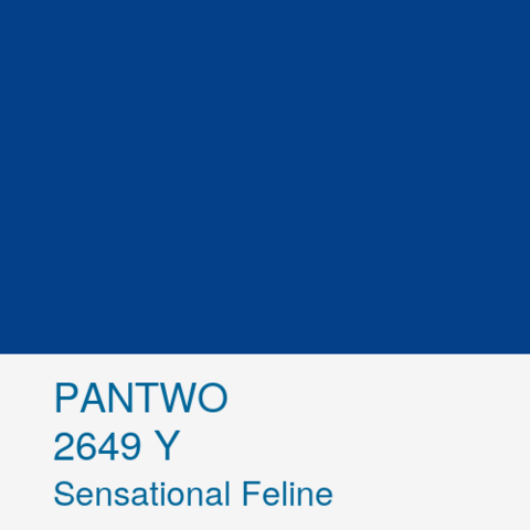 PANTWO color name: Sensational Feline; Pantwo Matching System number: 2649 Y; RGB (4, 64, 137)