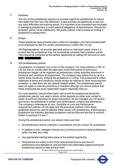 Extract from document:
G1384 - Guidelines for managing probation - Rail for London (Infrastrtucture) Ltd.pdf