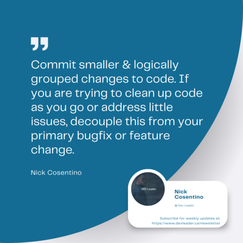 A quote from Dev Leader on Modular Commits
