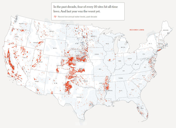 map - groundwater levels falling across the USA (Lower 48th)