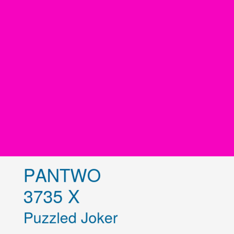 PANTWO color name: Puzzled Joker; Pantwo Matching System number: 3735 X; RGB (246, 5, 191)