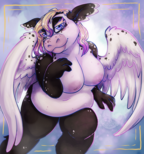chubby nude cow girl with wings