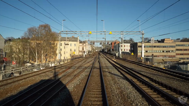 A short clip from a webcam at the front of a train.