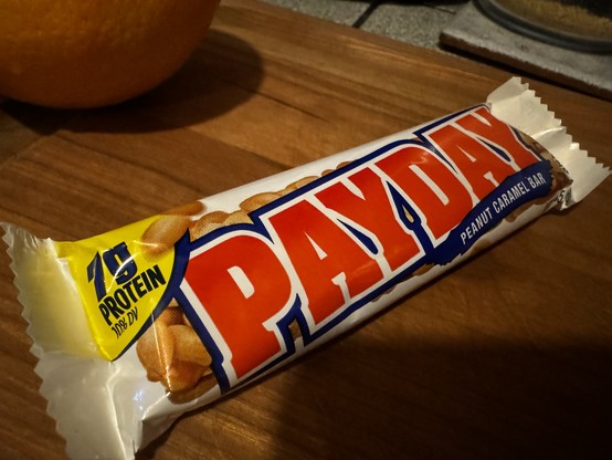 Payday candy bar with 7g of peanut protein to give you a nice little not entirely terrible boost